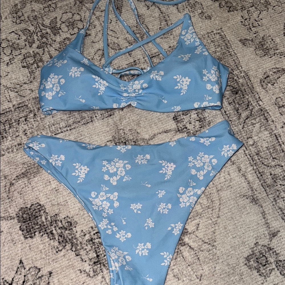 Floral Blue Bikini Set